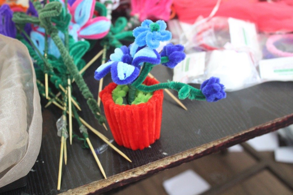 Blue Flower in Red Pot